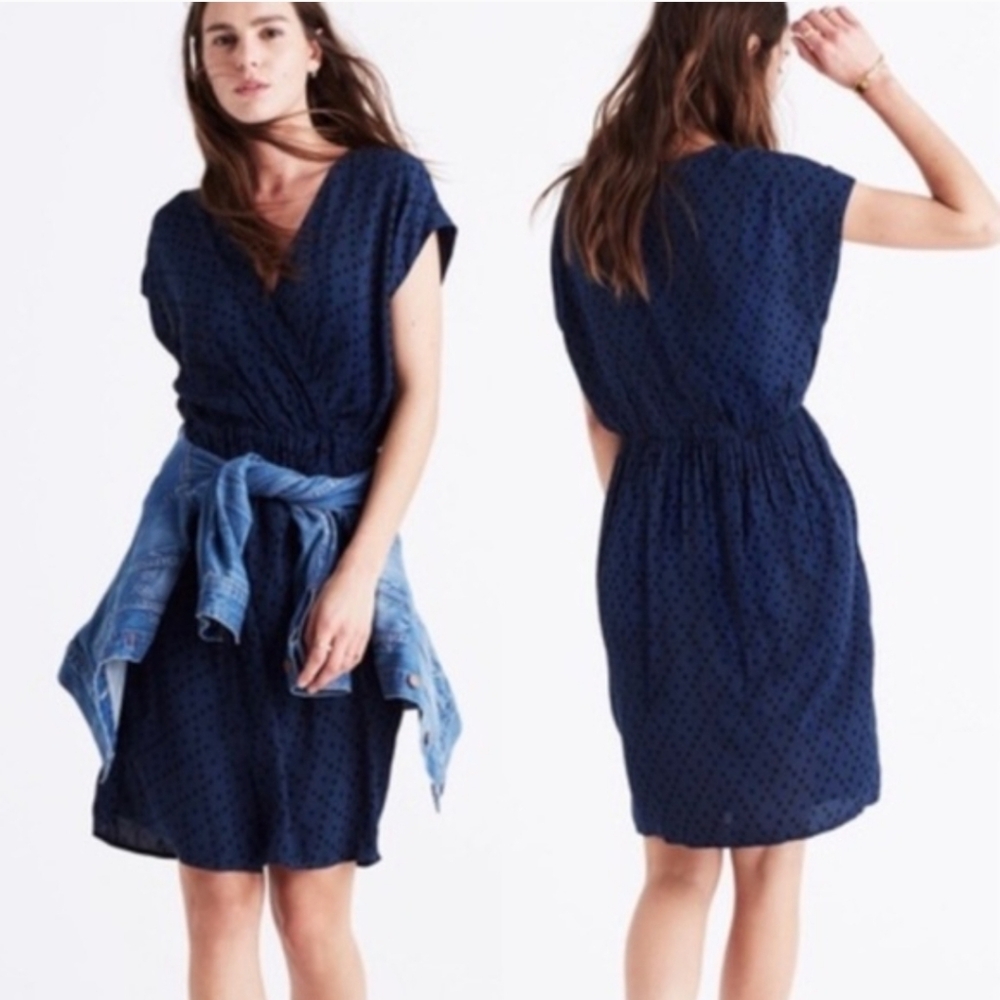 Madewell Brush Stroke Mini Faux Wrap Dress | Small
